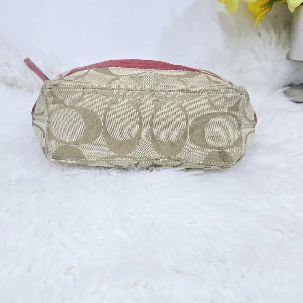 Coach Signature stripe totebag tan and pink